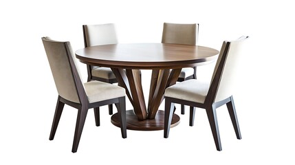 A wooden table with four chairs around it
