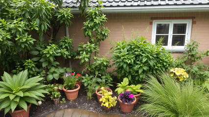 Fototapeta premium Home, garden, rain