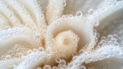 Close-up of White Flower Petals with Water Droplets