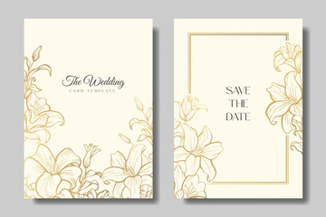 Luxury Lily flower ornament wedding card template