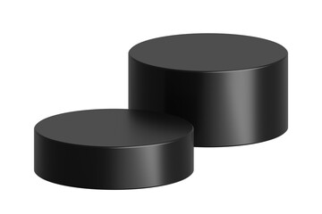 PNG Black podium isolated on transparent background. Empty product presentation pedestal display stand.