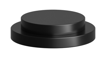 PNG Black podium isolated on transparent background. Empty product presentation pedestal display stand.