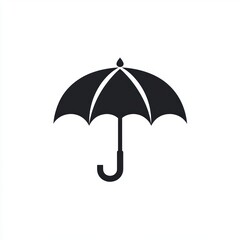 Simple black umbrella icon isolated on white.