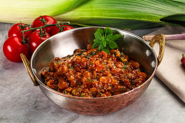 Chili con carne with beef and beans