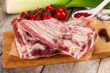 Raw pork ribs for cooking