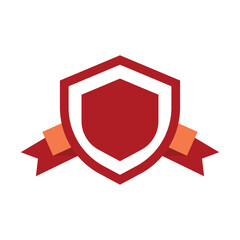 red shield vector icon with ribbon banner for emblem or security symbol design