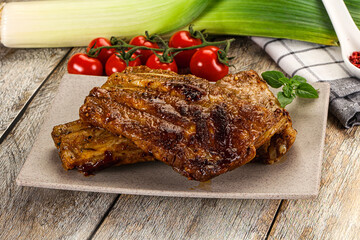 Tasty roasted pork ribs with spices