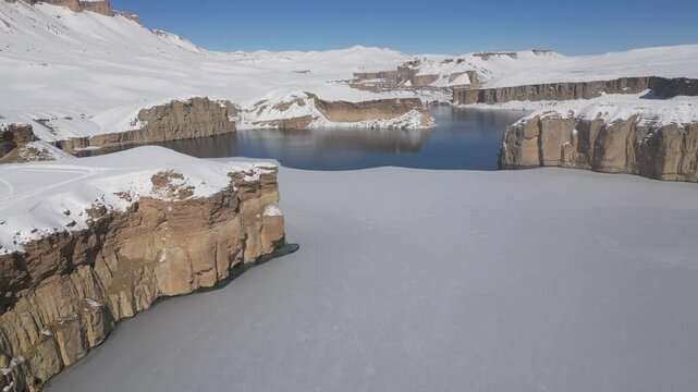 Band-e Amir lake in winter Bamyan Afghanistan