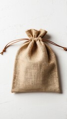 Handmade natural hemp bag mockup with rope closure for eco-conscious packaging.