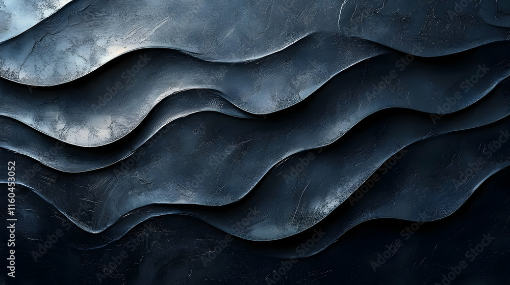 Poster abstract waves in dark tones create a textured, serene visual effect.