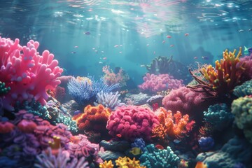 Vibrant underwater coral reef scene.