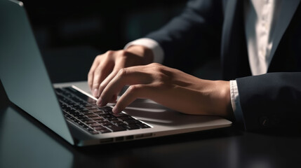generated illustration close up of hands typing on the keyboard.