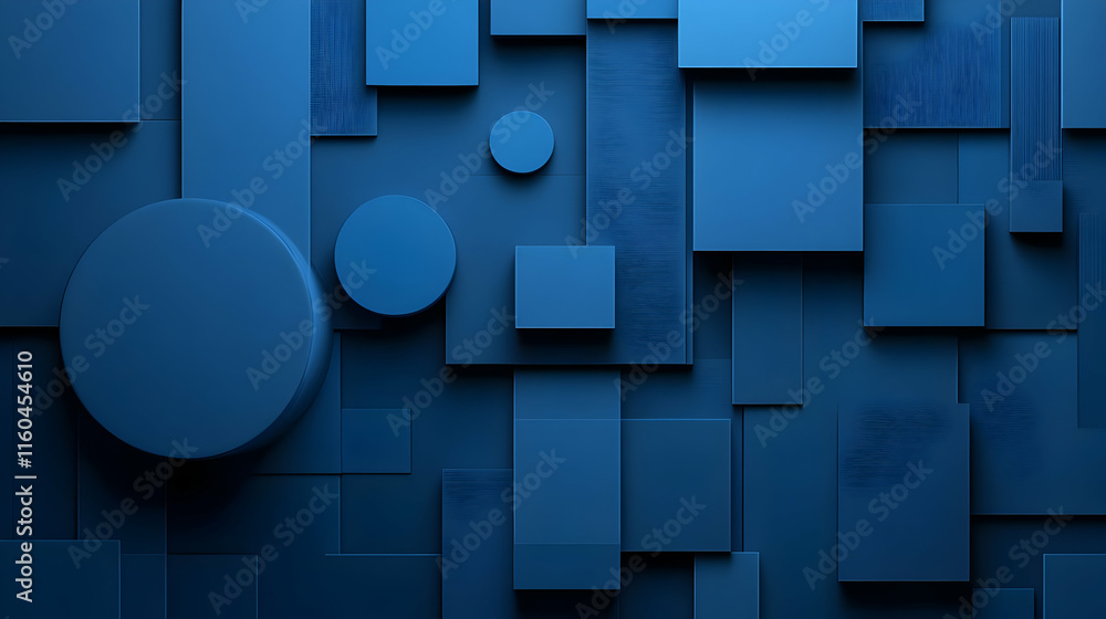 Aufkleber abstract composition of blue geometric shapes creating a modern visual texture.