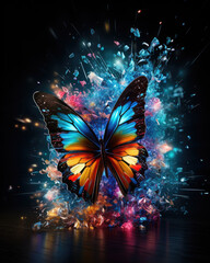 generated illustration of colorful butterfly art painting, abstract image, Texture, pattern background, wallpaper.