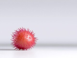 Close-up 3D Render: Intricately Detailed Spiky Red Sphere on Neutral Background. AI Generated