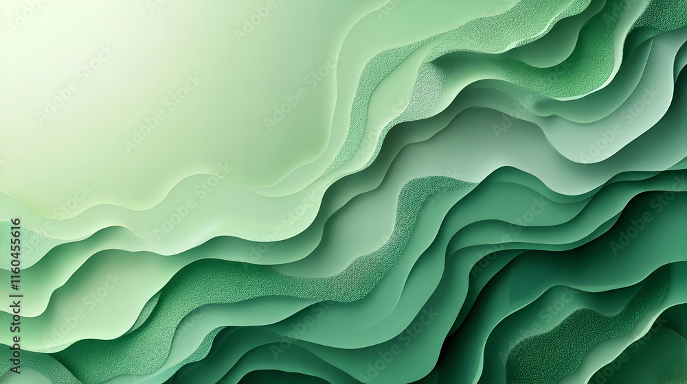Poster abstract green layered design with smooth curves and gradients.