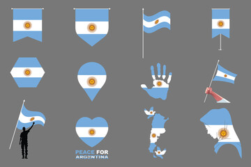 Fototapeta premium Flag of Argentina Set, Original and simple Argentina flag Bundle, vector illustration of Argentina flag Collection 