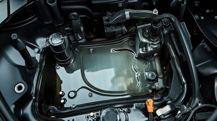 Fototapeta premium Close-up of a vehicle's worn-out clutch. Featuring a technician inspecting the system