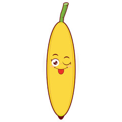 banana playful face cartoon cute