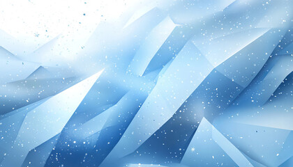 A cool blue abstract design accented with soft bokeh lights and geometric snowflakes, ideal for wintry themes.