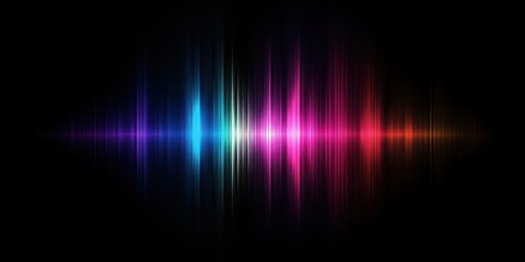 A colorful soundwave visualization on a black background, showcasing vibrant hues of blue, pink, and purple.