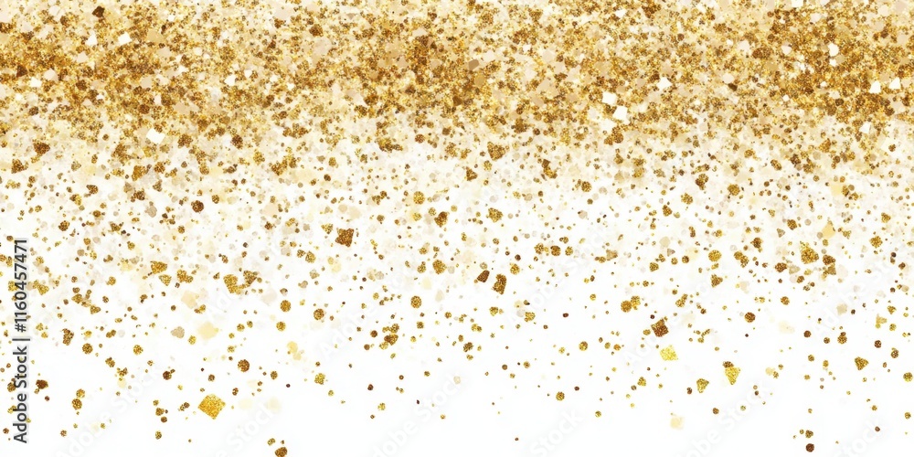 Poster a sparkling golden glitter background cascading from top to bottom, creating a festive and luxurious