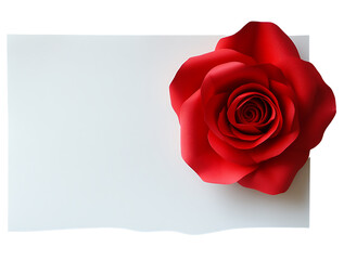 Rose flower with blank paper on transparent background