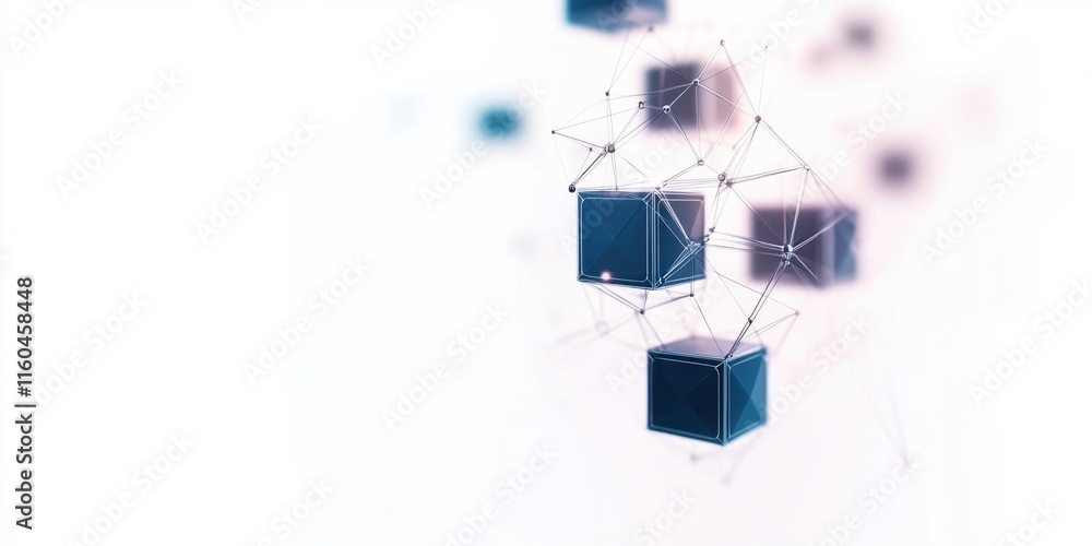 Poster abstract digital representation of interconnected 3d cubes, illustrating concepts of data, technolog