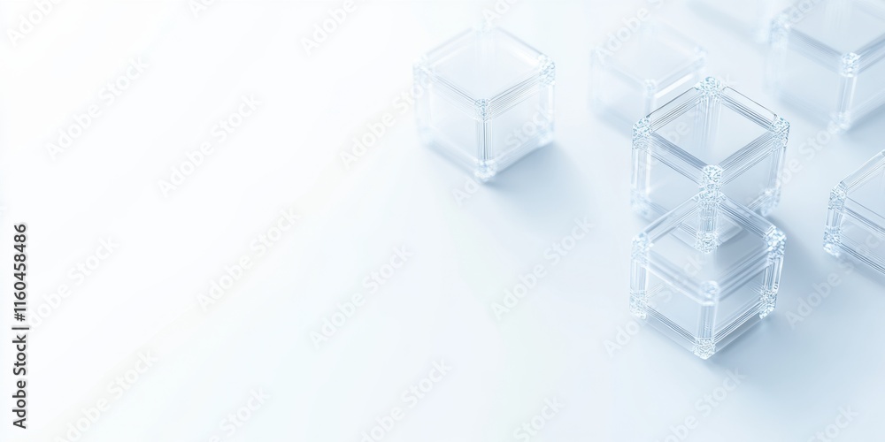 Aufkleber a minimalist image featuring transparent cubes on a soft, light background, creating a sense of calm