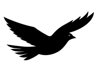 Obraz premium flying bird black silhouette vector, Simple silhouette Design vector icon with white background