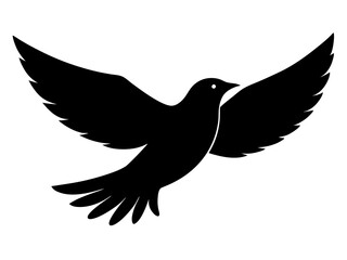 flying bird black silhouette vector, Simple silhouette Design vector icon with white background
