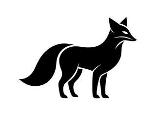 Obraz premium Fox black silhouette vector, Simple silhouette Design vector icon with white background