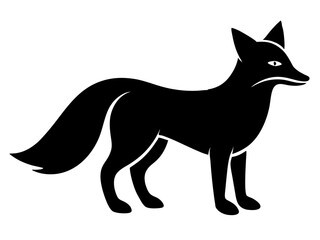 Fox black silhouette vector, Simple silhouette Design vector icon with white background