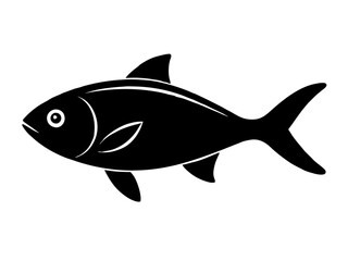 Fish black silhouette vector, Simple silhouette Design vector icon with white background
