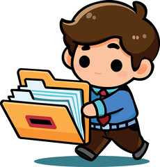 An office worker with orange folder with documents