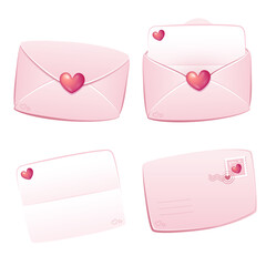 Illustration of Love valentine Themed Envelopes blue and pink