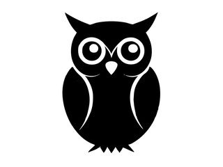owl black silhouette vector, Simple silhouette Design vector icon with white background