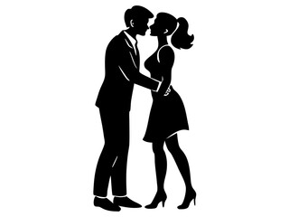 Couple black silhouette vector, Simple silhouette Design vector icon with white background