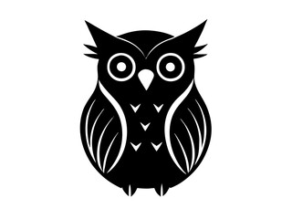 owl black silhouette vector, Simple silhouette Design vector icon with white background
