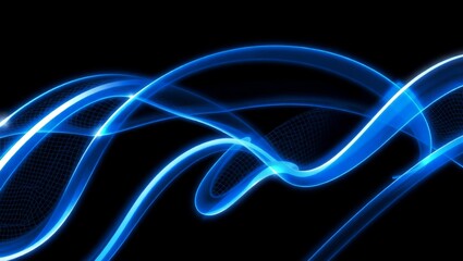 Abstract image with flowing blue lines on a dark background. Perfect for technology, music, energy, and movement concepts