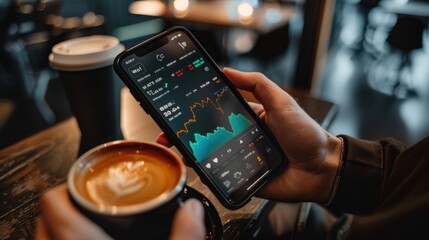 Monitoring Stock Market Trends on a Smartphone with Coffee