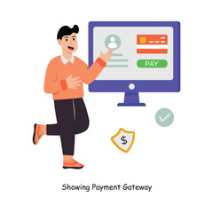 Showing Payment Gateway concept vector illustration. Payment Gateway Inflation isolated On white Background.              
