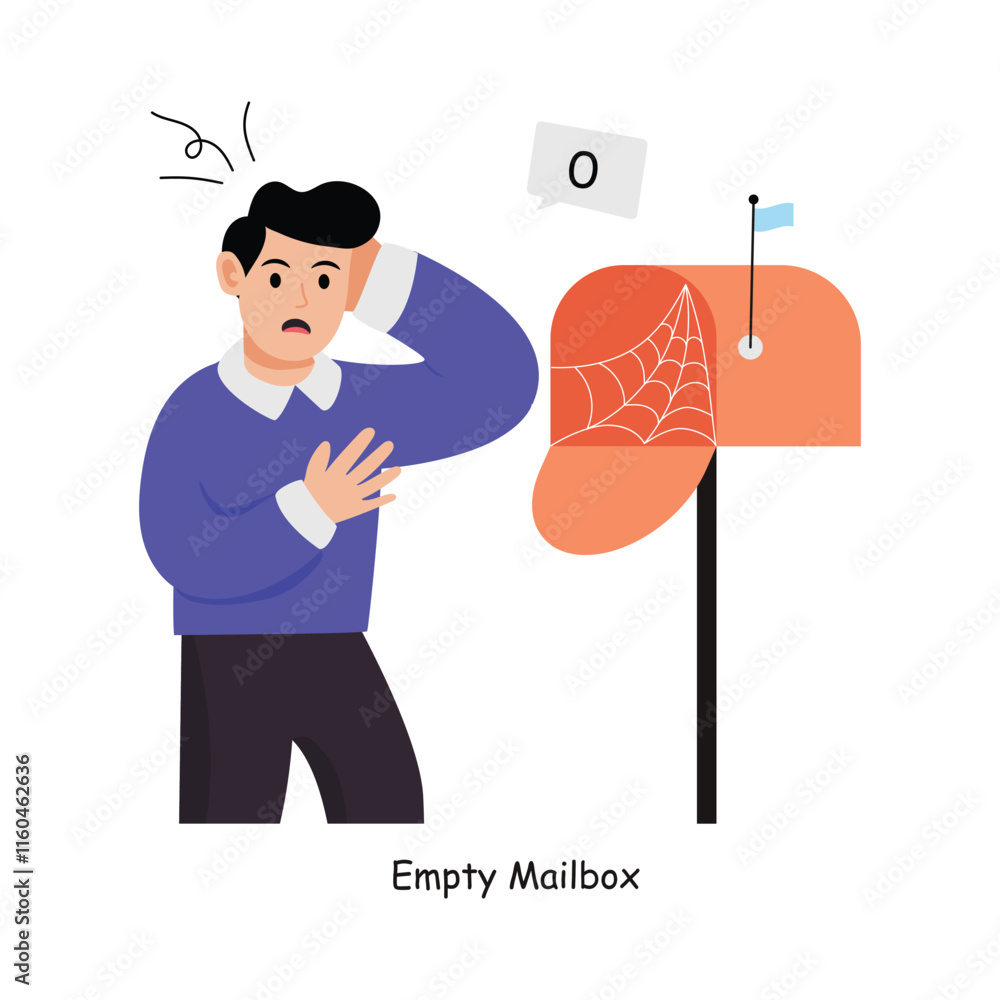 Poster empty mailbox concept vector illustration. payment gateway inflation isolated on white background.