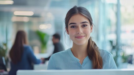 The Smiling Woman in Office