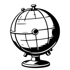 Artistic Globe Black and White Vector Art