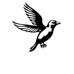 Elegant Bird in Flight Black and White Vector