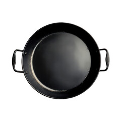 Black empty metal for paellas isolated on transparent background