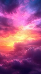 Obraz premium Dreamlike Sunset Over a Sea of Clouds Vibrant Hues of Purple, Pink, and Orange
