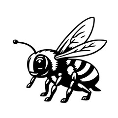 Contemporary Bee Line Art Vector Illustration