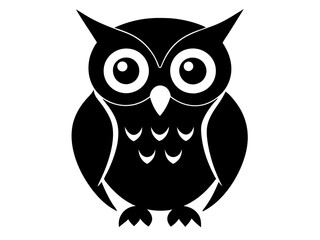 owl black silhouette vector, Simple silhouette Design vector icon with white background